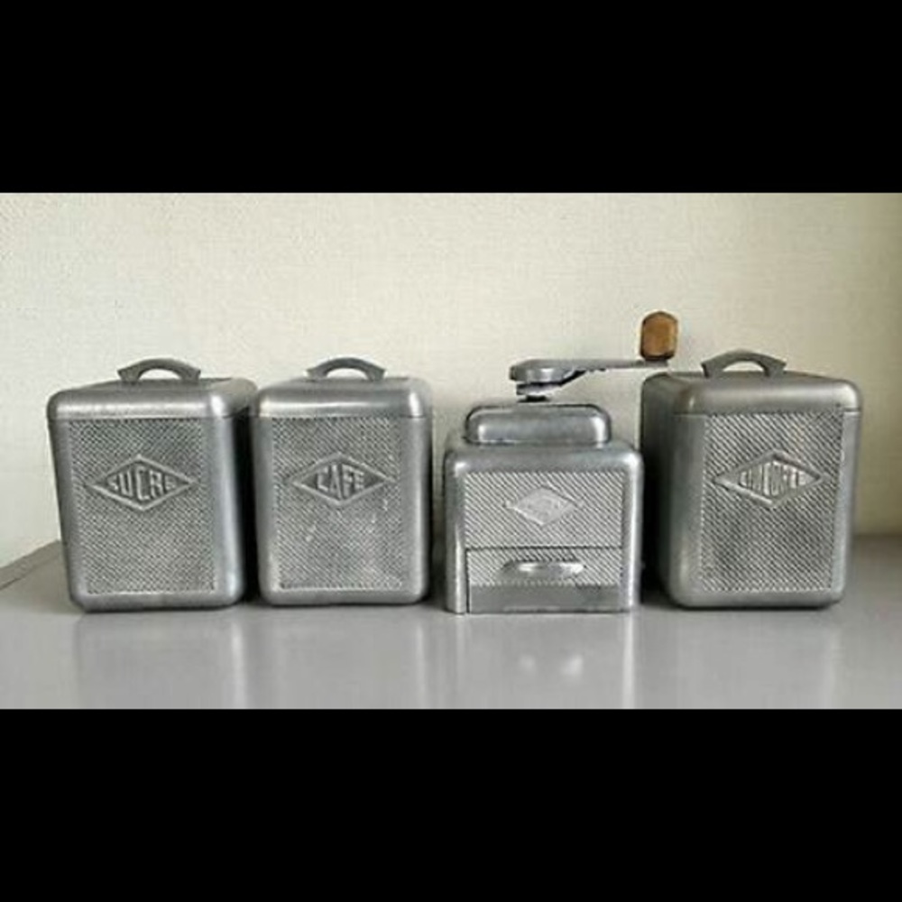 Vintage Moulux Coffee Grinder and Canister Set